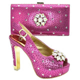 New Arrival Italian Ladies Shoes and Bags To Match Set Decorated with Rhinestone Women Italian African Party Pumps Shoes and Bag-200001012-radekus
