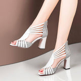 Gladiator Design Peep Toe High Heel Sandal Shoe For Women