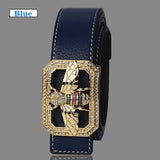 Leather Belt With Colorful Bee Buckle & Studded Semi Precious Stones-Belts-radekus