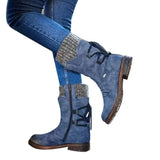 Ankle High Vegan Leather Lace Up Winter Snow Boot Shoes For Women