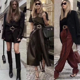Vegan Leather Wrap Belt With Horseshoe Shaped Buckle For Women-Belts & Belly Chains-radekus