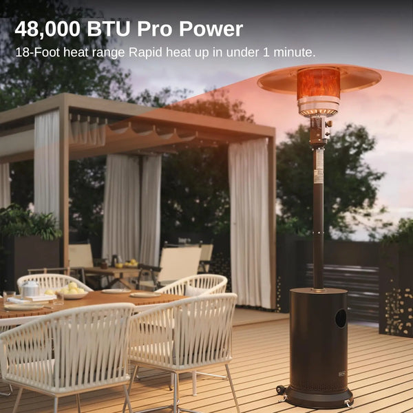 Outdoor Patio Heater with Stainless Steel Burner and Table Design