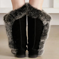 Genuine Fur Leather Knee Long Winter Snow Boots For Women