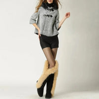 Genuine Fur Leather Knee Long Winter Snow Boots For Women