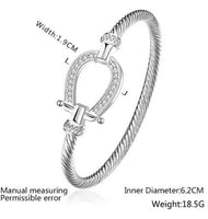 Horseshoe Silver Bracelet With Studded Cubic Zircon-Cuffs, Bracelets & Rings-radekus