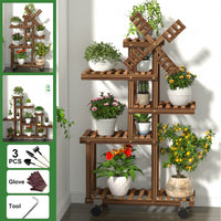 Multi Tier Wooden Miniature Plant Flower Stand