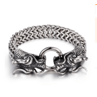 Double Dragon Stainless Steel Bracelet-Bracelets, Cufflinks & Rings-radekus