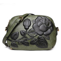 Embossed Rose Flower Vegan Leather Crossbody Shoulder Bags-Bags & Clutches-radekus