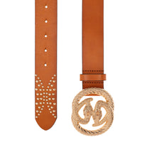 Studded Cleopatra Snake Buckle Genuine Leather Belt-Belts & Belly Chains-radekus