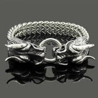 Double Dragon Stainless Steel Bracelet-Bracelets, Cufflinks & Rings-radekus