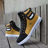 Yellow Lace Up Sneakers For Men