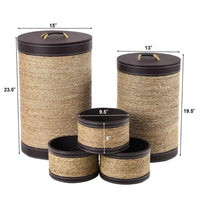 5 Pcs Round Seaweed Storage Laundry Basket Set