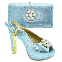 New Arrival Italian Ladies Shoes and Bags To Match Set Decorated with Rhinestone Women Italian African Party Pumps Shoes and Bag-200001012-radekus