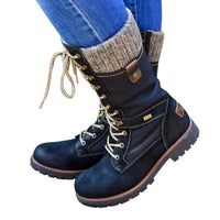 Ankle High Vegan Leather Lace Up Winter Snow Boot Shoes For Women