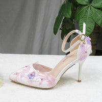 White Lace Flower Wedding Party Shoes With Matching Clutch Bags-Shoes Bags-radekus