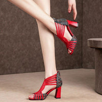 Gladiator Design Peep Toe High Heel Sandal Shoe For Women