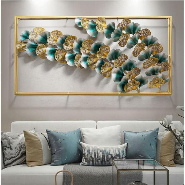 European 3D Metal Ginkgo Leaf Wall Hanging Decor For Modern Contemporary Style-Wall Hanging-radekus