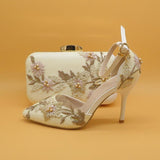 White Lace Flower Wedding Party Shoes With Matching Clutch Bags-Shoes Bags-radekus