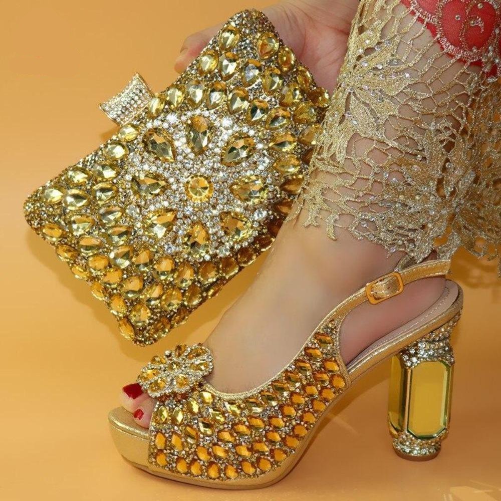 Designer Crystal Shoes With Matching Clutch Bag Set – radekus