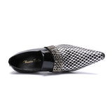 Checker Board Leather Shoes For Men