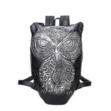 Leather waterproof Backpack Bag With Unique 3D Embossed Owl Face-Bags-radekus