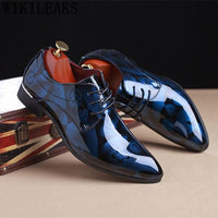 Blue Derby Leather Shoes For Men