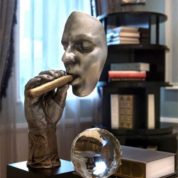  Resin Abstract Sculpture Man Smoking Cigar