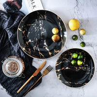 Nordic Nero Marquina Texture Ceramic Dinner Plate