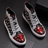 Red White Hip Hop Rivets Casual Shoes For Men