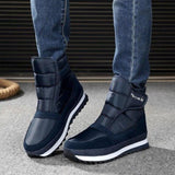 Warm Plush Navy Ankle Boots For Men