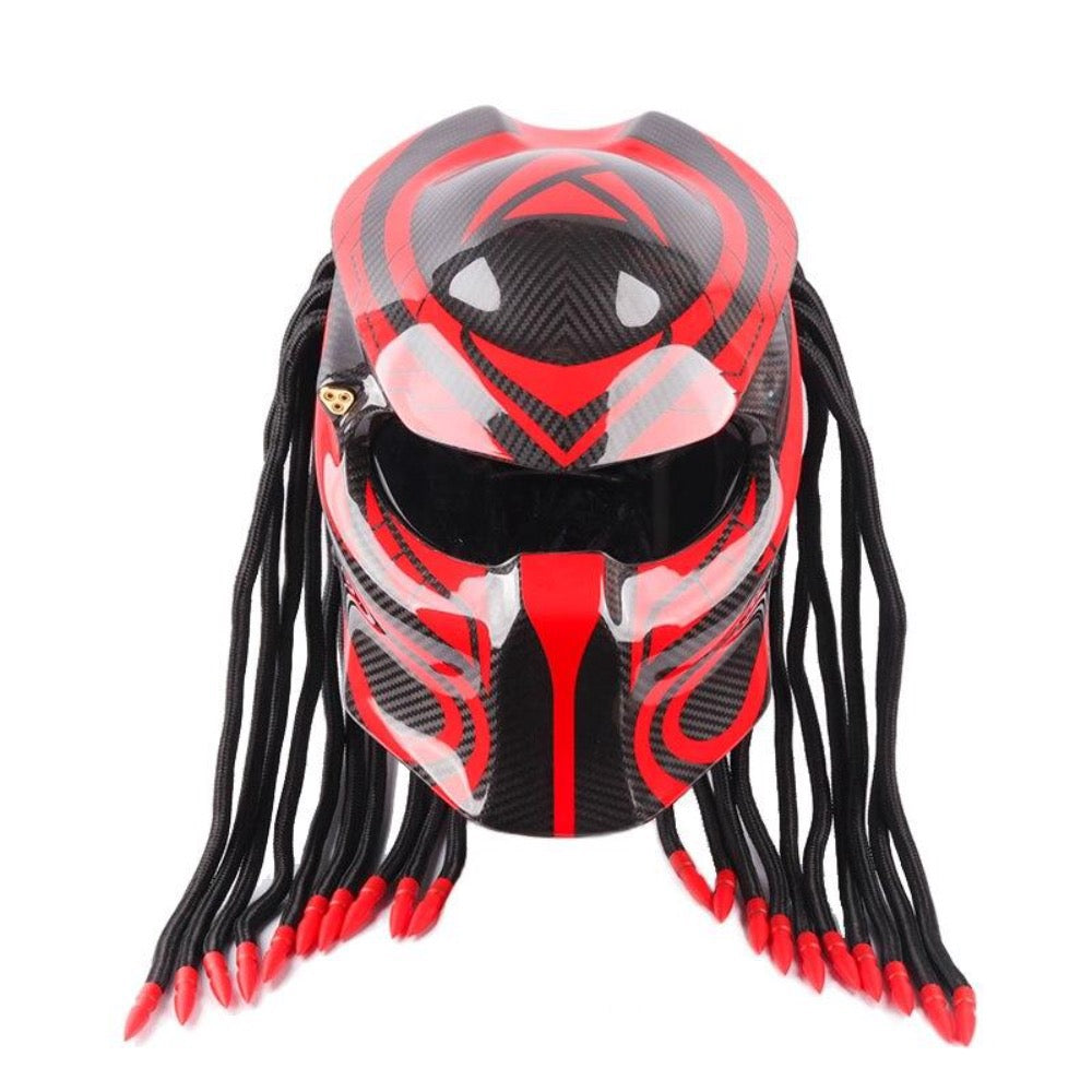 Predator Full Face Red Tribal Design Motorcycle Bike Helmet – radekus