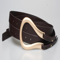 Vegan Leather Wrap Belt With Horseshoe Shaped Buckle For Women-Belts & Belly Chains-radekus